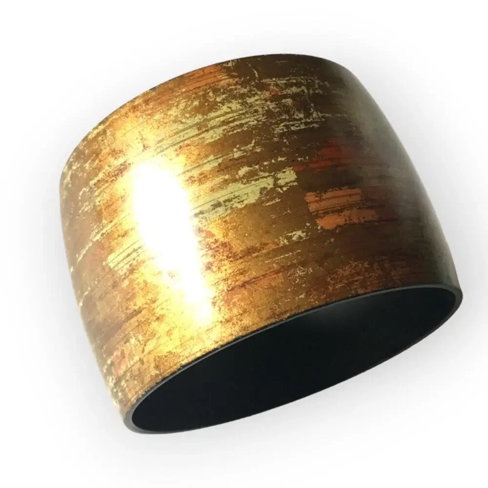 Gorgeous faux weathered copper design wide plastic bangle bracelet
